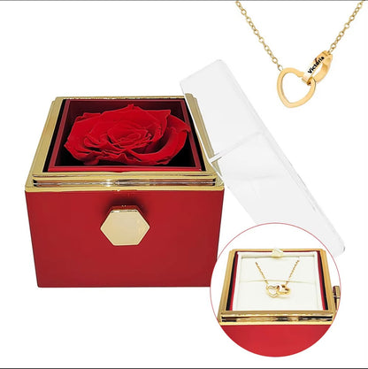 Rosa Eterna con Collar Grabado en Acero Inoxidable