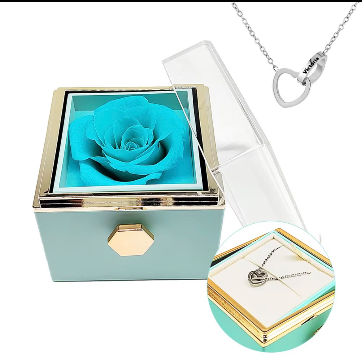 Rosa Eterna con Collar Grabado en Acero Inoxidable