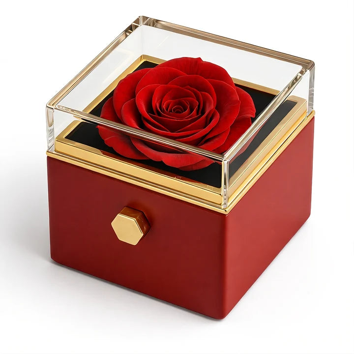 Rosa Eterna con Collar Grabado en Acero Inoxidable