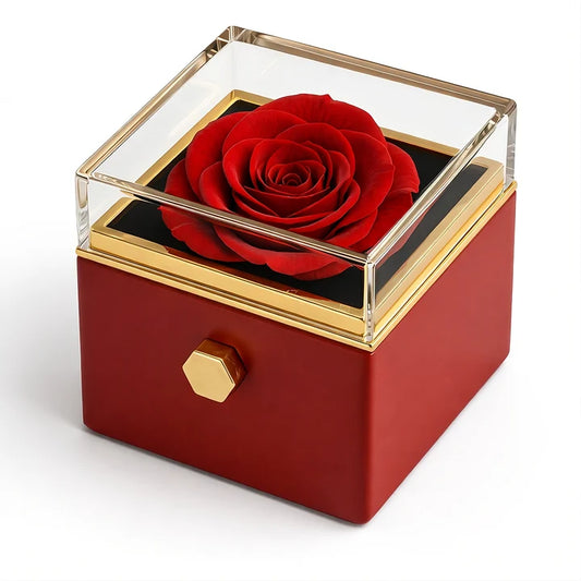 Rosa Eterna con Collar Grabado en Acero Inoxidable